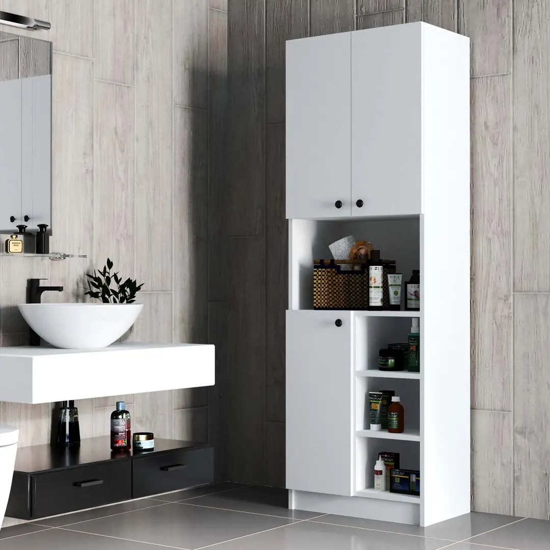 2026/07/1000011838.jpg 3000 Order 60x180 Banyo Dolabı Çok Amaçlı Dolap Beyaz - Görsel 1